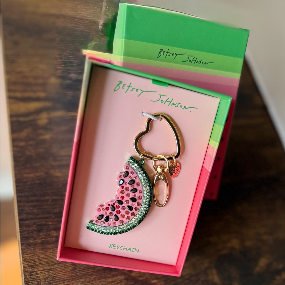 Betsey Johnson Pink and Green Watermelon Keychain